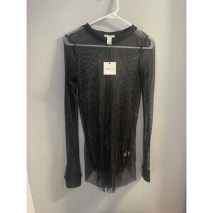 Revamped Women’s Black Long Sleeve Mesh Top NWT S